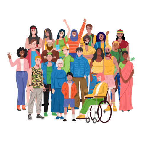 Illustration: Gruppe verschiedener Menschen